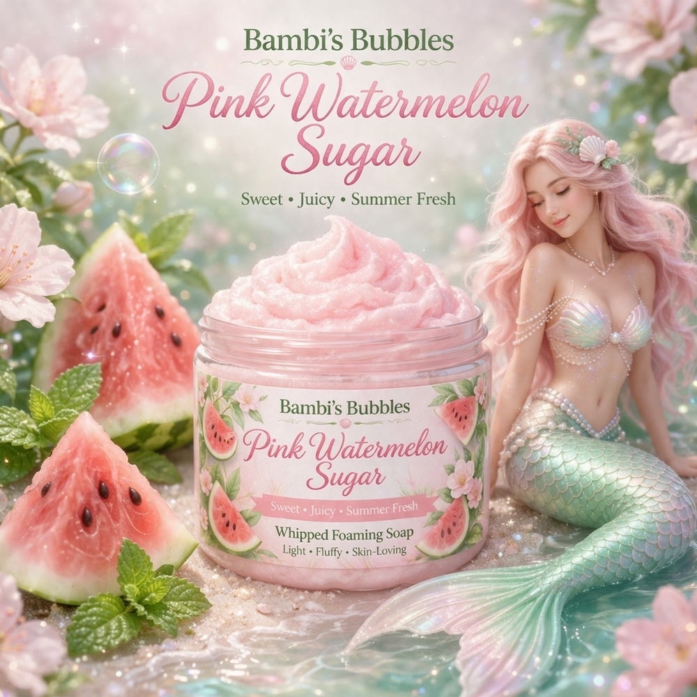 Restocked! Hand Crafted Pink Watermelon Sugar Whipped Foaming Soap 8oz